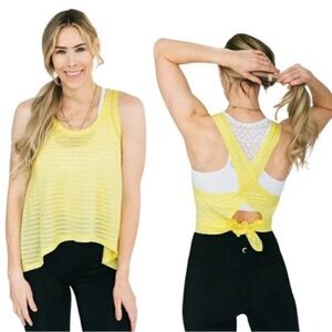 Zyia Active Nimbus Split Back Tank Top Mesh Yellow XS